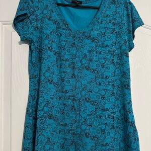 Cupio Teal Graphic Trim Top
